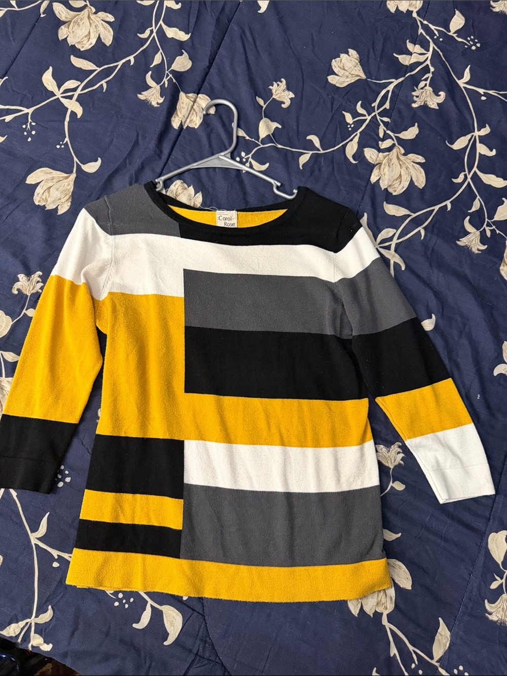 Carol Rose Colorblock Long-Sleeve Top - Yellow, Black, White, Gray